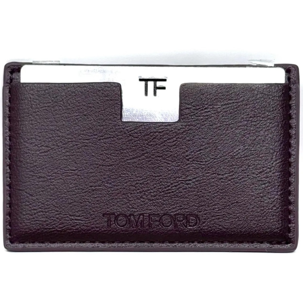 New Tom Ford Brown Leather Card Holder & Mirror